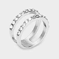 Rhinestone Embellished Split Metal Ring