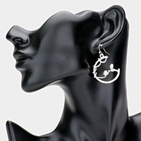 Pearl Accented Metal Vine Dangle Earrings
