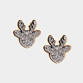 Druzy Reindeer Stud Earrings