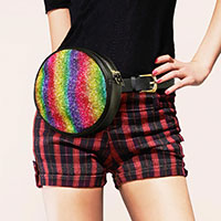Bling Rainbow Round Fanny Pack / Belt / Crossbody Bag
