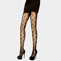 Heart Accented Fishnet Pantyhose Tights