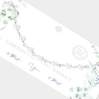 White Gold Dipped Pearl Link Necklace
