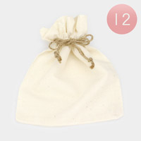 12PCS - Solid Linen Fabric Drawstring Gift Bags