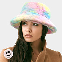 Reversible Colorful Soft Faux Fur Bucket Hat