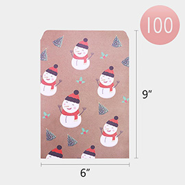 100PCS - Snowman Patterned Gift Paper Bag Set