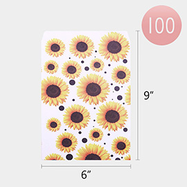 100PCS - Sunflower Patterned Gift Paper Bag Set