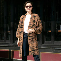 Tiger Patterned Bell Sleeves Cardigan