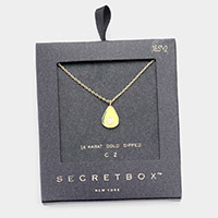 Secret Box _ 14K Gold Dipped CZ Embellished Enamel Avocado Pendant Necklace