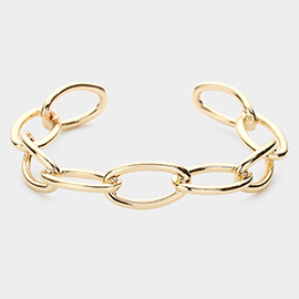 Brass Metal Open Oval Link Cuff Bracelet
