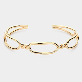 Twisted Brass Metal Open Hexagon Cuff Bracelet