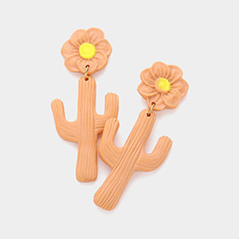 Flower Cactus Polymer Clay Dangle Earrings