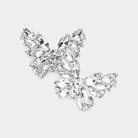Round Marquise Stone Cluster Butterfly Evening Earrings