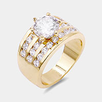 Gold Plated CZ Embellished Band Ring