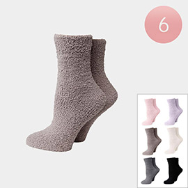 6Pairs - Solid  Luxury Soft Socks