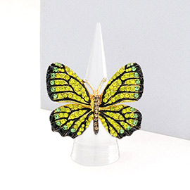 Rhinestone Embellished Metal Butterfly Stretch Ring