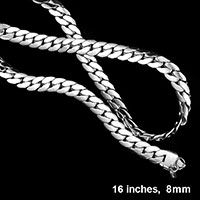 16 INCH, 8mm Stainless Steel Metal Chain Necklace