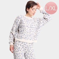Leopard Patterned Soft Loungewear Sweater Top