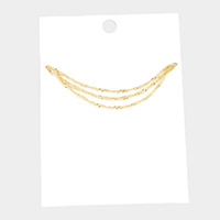 Brass Metal Chain Triple Layered Necklace