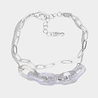 Celluloid Acetate Open Oval Link Double Layered Bracelet