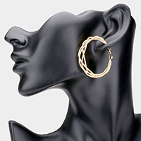 Brass Metal Braided Hoop Earrings