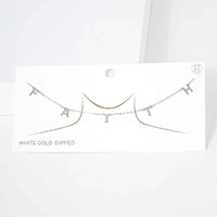 FAITH White Gold Dipped Metal Message Pendant Station Necklace