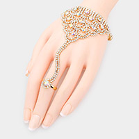 Round Stone Accented Hand Chain Evening Bracelet