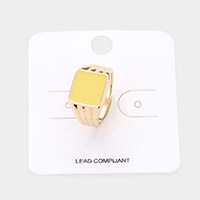 Enamel Square Accented Ring