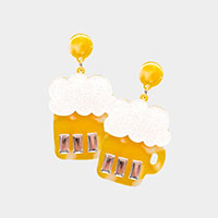 Glittered Celluloid Acetate Beer Dangle Earrings