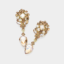 Crystal Cluster Drop Evening Earrings