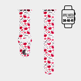 Lips Love Heart Patterned Apple Watch Silicone Band
