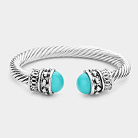 Twisted Metal Turquoise Tip Cuff Bracelet