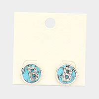 -B- Monogram Turquoise Stud Earrings