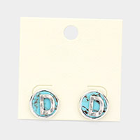 -D- Monogram Turquoise Stud Earrings