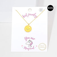 Gold Dipped Enamel Sun Pendant Kids Necklace