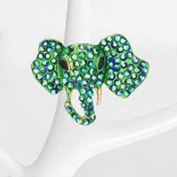 Stone Embellished Metal Elephant Stretch Ring