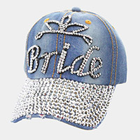 Bride _ Bling destroyed denim baseball cap