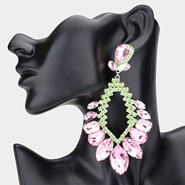 Multi Stone Cluster Statement Evening Earrings