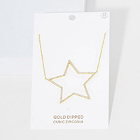 Gold Dipped CZ Open Star Pendant Necklace