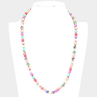 Flower Pattern Accented Beaded Necklace