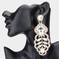 Square Stone Accented Statement Evening Earring