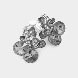 Multi Stone Cluster Clip On Evening Earrings