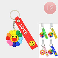 12PCS - LOVE Message Smile Flower Keychains