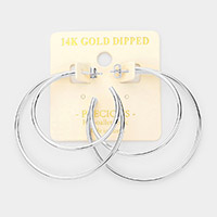 14K White Gold Dipped Metal Hoop Earrings