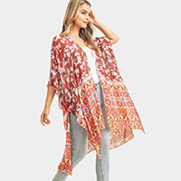 Multi Patterned Cover Up Kimono Poncho