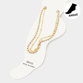 Brass Metal Ball Chain Double Layered Anklet