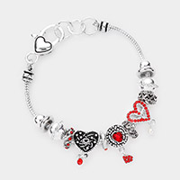 Rhinestone Embellished Heart Multi Bead Bracelet