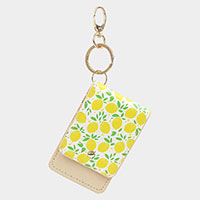 Lemon Printed Faux Leather Keychain / Card Holder Wallet
