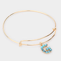 -G- Turquoise Embellished Monogram Charm Bracelet