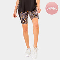 Leopard Patterned High Rise Biker Shorts