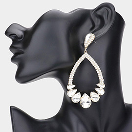 Teardrop Stone Accented Dangle Evening Earrings